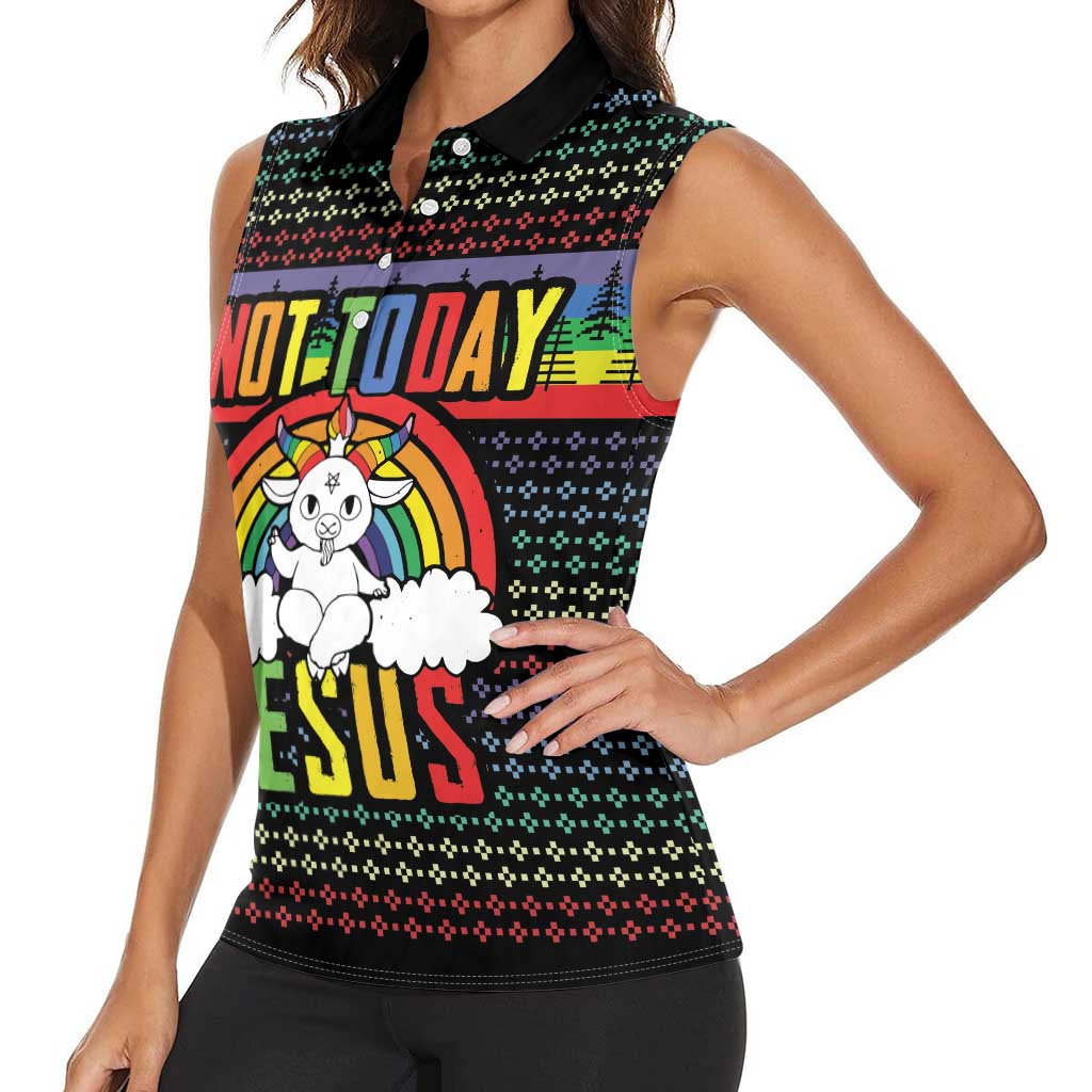 LGBT Not Today Jesus Women Sleeveless Polo Shirt Rainbow Christmas DT04 - Wonder Print Shop
