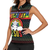 LGBT Not Today Jesus Women Sleeveless Polo Shirt Rainbow Christmas DT04 - Wonder Print Shop