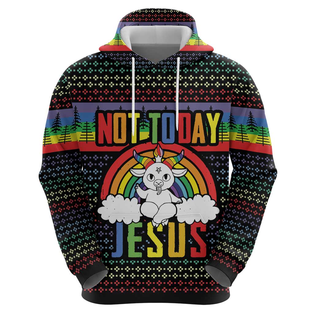 LGBT Not Today Jesus Zip Hoodie Rainbow Christmas DT04 - Wonder Print Shop