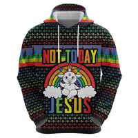 LGBT Not Today Jesus Zip Hoodie Rainbow Christmas DT04 - Wonder Print Shop
