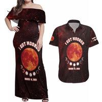 Blood Moon 2025 Couples Matching Off Shoulder Maxi Dress and Hawaiian Shirt Total Lunar Eclipse