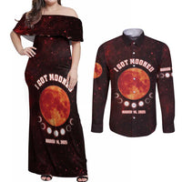 Blood Moon 2025 Couples Matching Off Shoulder Maxi Dress and Long Sleeve Button Shirt Total Lunar Eclipse