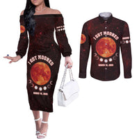 Blood Moon 2025 Couples Matching Off The Shoulder Long Sleeve Dress and Long Sleeve Button Shirt Total Lunar Eclipse