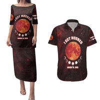 Blood Moon 2025 Couples Matching Puletasi and Hawaiian Shirt Total Lunar Eclipse