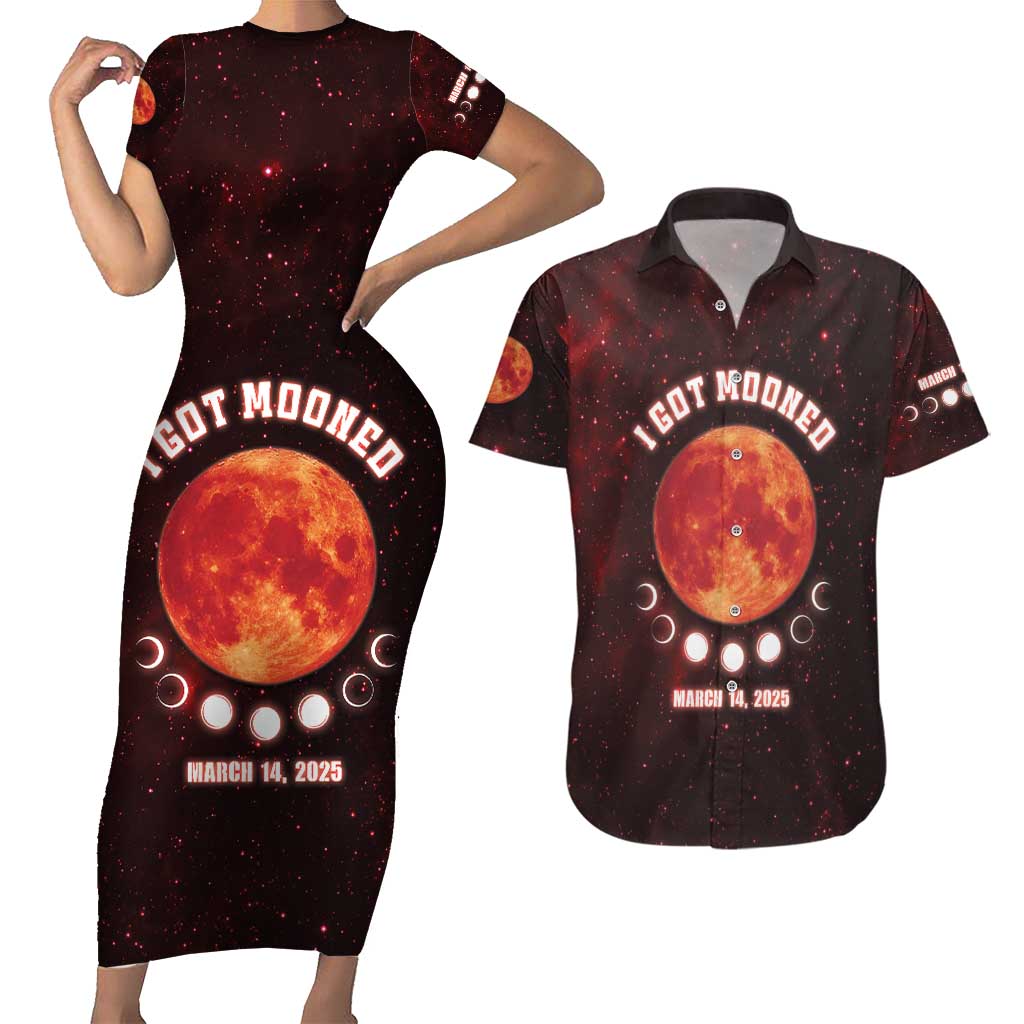 Blood Moon 2025 Couples Matching Short Sleeve Bodycon Dress and Hawaiian Shirt Total Lunar Eclipse