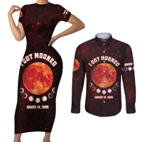 Blood Moon 2025 Couples Matching Short Sleeve Bodycon Dress and Long Sleeve Button Shirt Total Lunar Eclipse