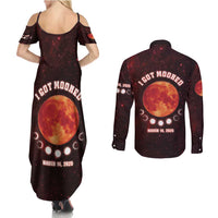 Blood Moon 2025 Couples Matching Summer Maxi Dress and Long Sleeve Button Shirt Total Lunar Eclipse