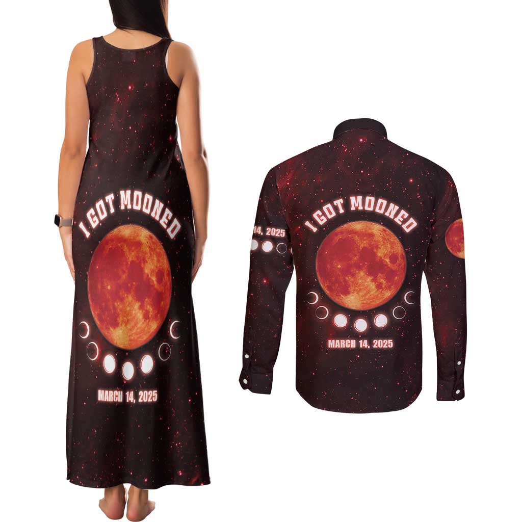 Blood Moon 2025 Couples Matching Tank Maxi Dress and Long Sleeve Button Shirt Total Lunar Eclipse