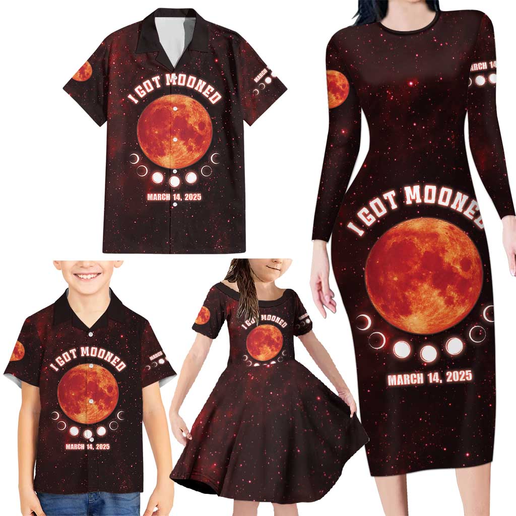 Blood Moon 2025 Family Matching Long Sleeve Bodycon Dress and Hawaiian Shirt Total Lunar Eclipse