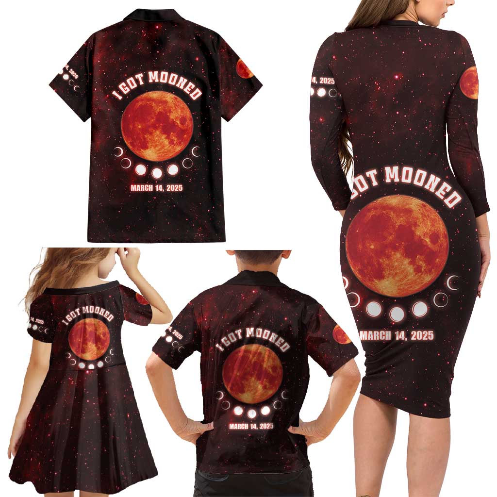 Blood Moon 2025 Family Matching Long Sleeve Bodycon Dress and Hawaiian Shirt Total Lunar Eclipse