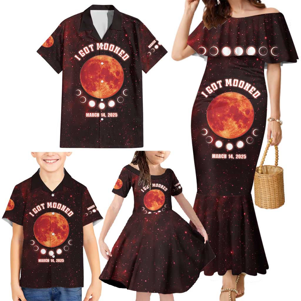 Blood Moon 2025 Family Matching Mermaid Dress and Hawaiian Shirt Total Lunar Eclipse