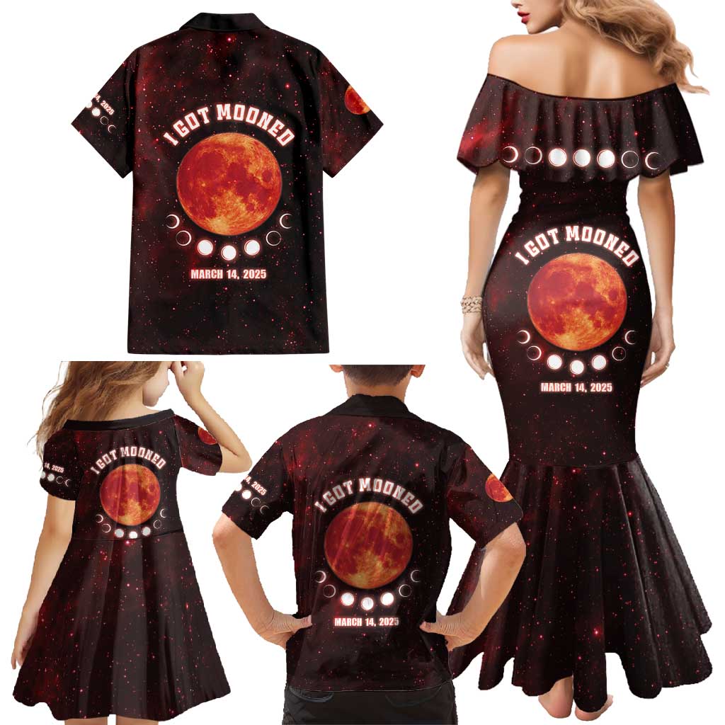 Blood Moon 2025 Family Matching Mermaid Dress and Hawaiian Shirt Total Lunar Eclipse