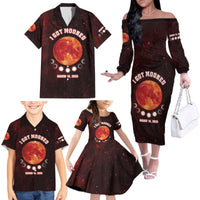 Blood Moon 2025 Family Matching Off The Shoulder Long Sleeve Dress and Hawaiian Shirt Total Lunar Eclipse