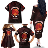Blood Moon 2025 Family Matching Off The Shoulder Long Sleeve Dress and Hawaiian Shirt Total Lunar Eclipse