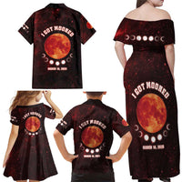 Blood Moon 2025 Family Matching Off Shoulder Maxi Dress and Hawaiian Shirt Total Lunar Eclipse