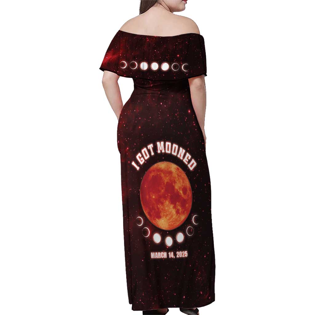 Blood Moon 2025 Family Matching Off Shoulder Maxi Dress and Hawaiian Shirt Total Lunar Eclipse