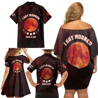 Blood Moon 2025 Family Matching Off Shoulder Short Dress and Hawaiian Shirt Total Lunar Eclipse