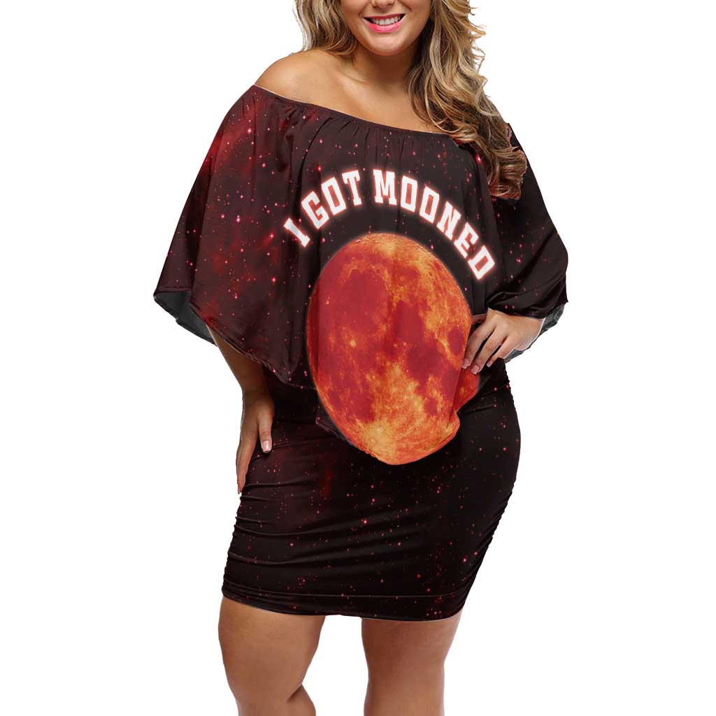Blood Moon 2025 Family Matching Off Shoulder Short Dress and Hawaiian Shirt Total Lunar Eclipse