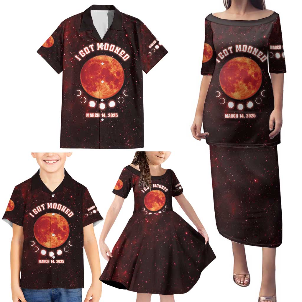 Blood Moon 2025 Family Matching Puletasi and Hawaiian Shirt Total Lunar Eclipse