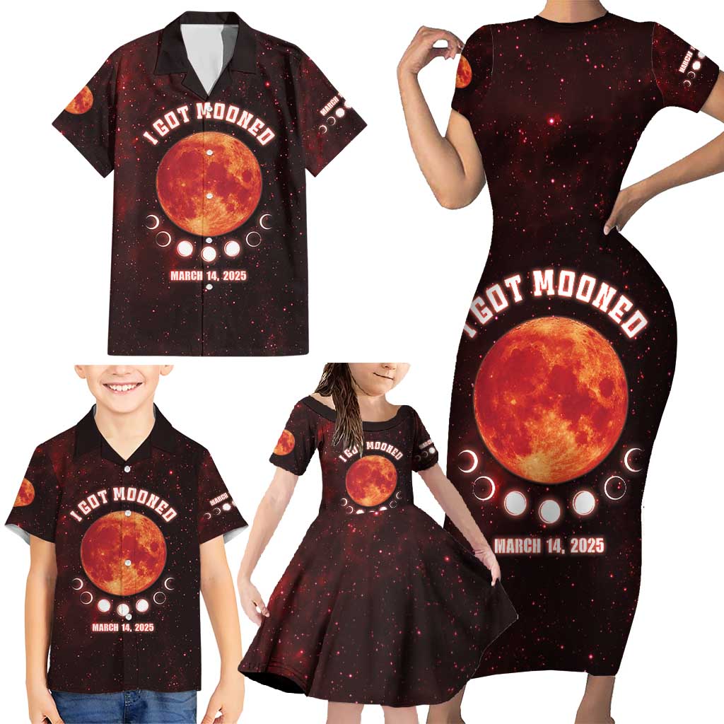 Blood Moon 2025 Family Matching Short Sleeve Bodycon Dress and Hawaiian Shirt Total Lunar Eclipse