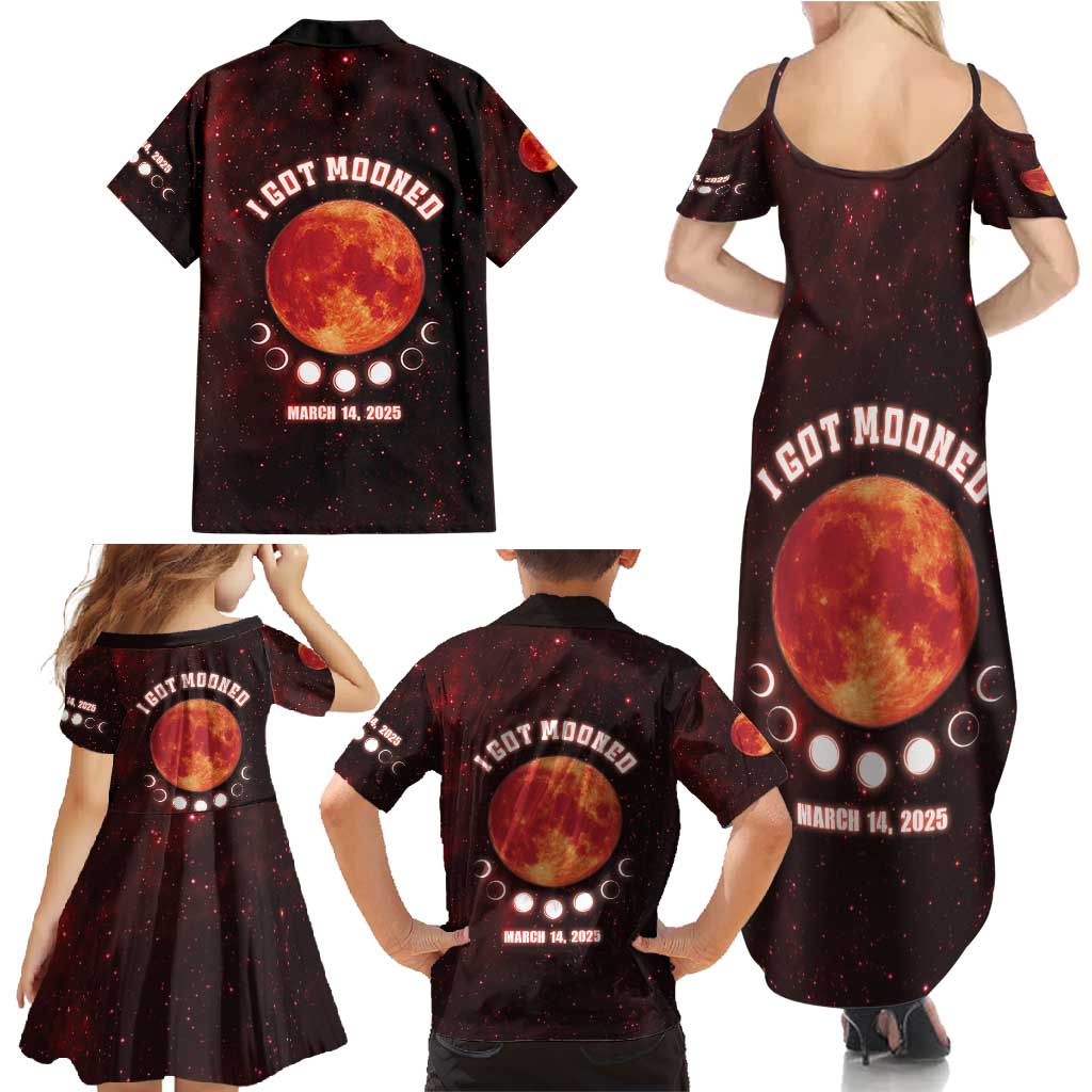 Blood Moon 2025 Family Matching Summer Maxi Dress and Hawaiian Shirt Total Lunar Eclipse
