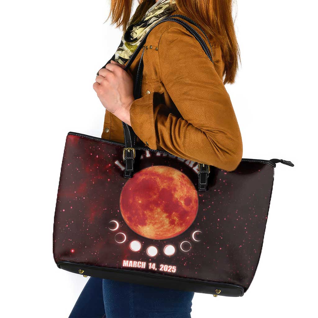 Blood Moon 2025 Leather Tote Bag Total Lunar Eclipse