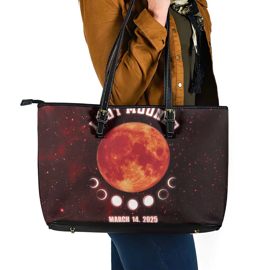 Blood Moon 2025 Leather Tote Bag Total Lunar Eclipse