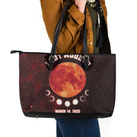 Blood Moon 2025 Leather Tote Bag Total Lunar Eclipse