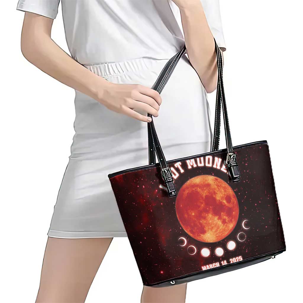 Blood Moon 2025 Leather Tote Bag Total Lunar Eclipse
