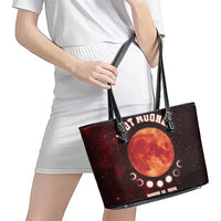 Blood Moon 2025 Leather Tote Bag Total Lunar Eclipse