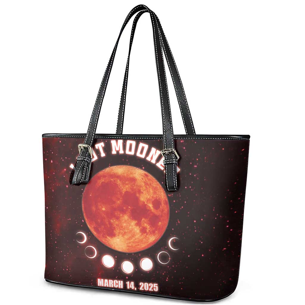 Blood Moon 2025 Leather Tote Bag Total Lunar Eclipse