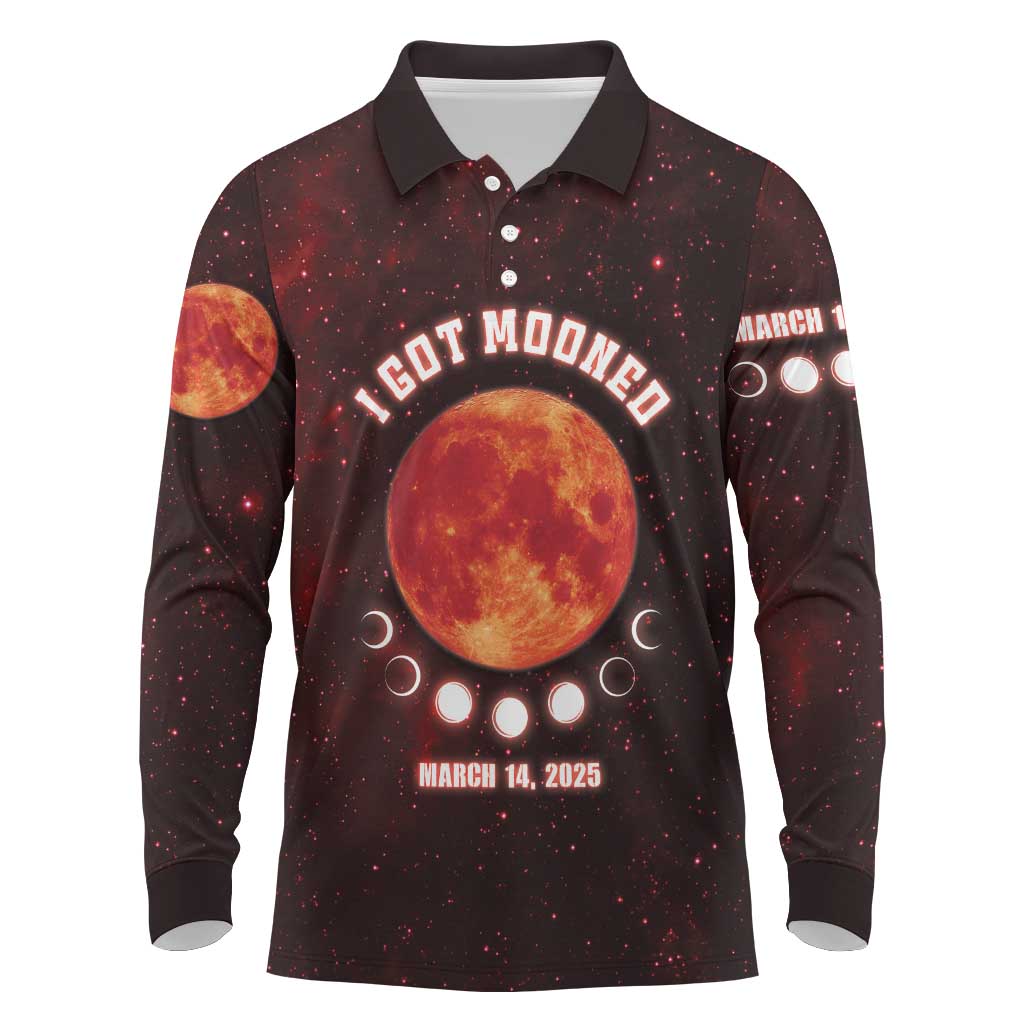 Blood Moon 2025 Long Sleeve Polo Shirt Total Lunar Eclipse