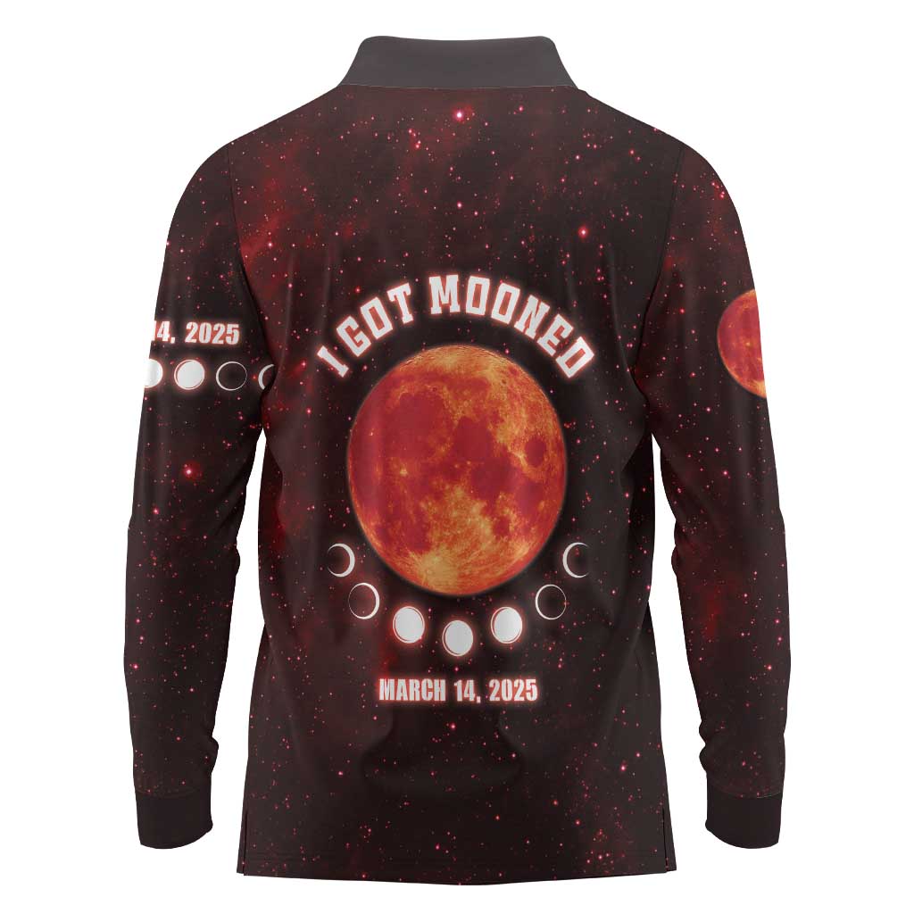 Blood Moon 2025 Long Sleeve Polo Shirt Total Lunar Eclipse