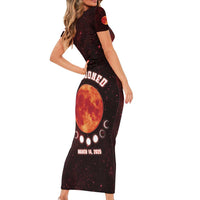Blood Moon 2025 Short Sleeve Bodycon Dress Total Lunar Eclipse