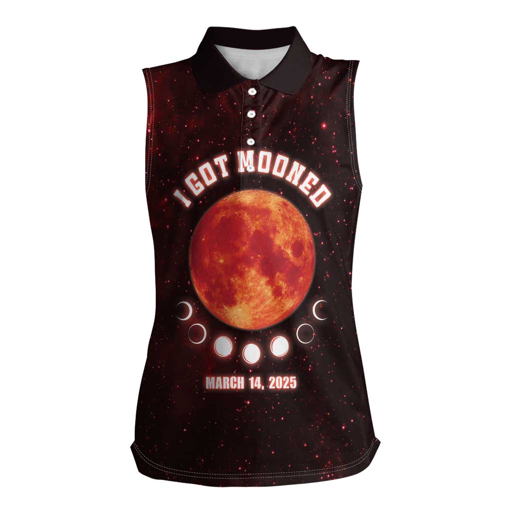 Blood Moon 2025 Women Sleeveless Polo Shirt Total Lunar Eclipse