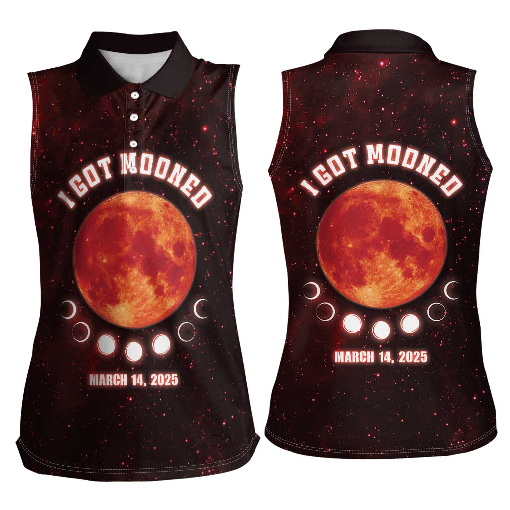 Blood Moon 2025 Women Sleeveless Polo Shirt Total Lunar Eclipse