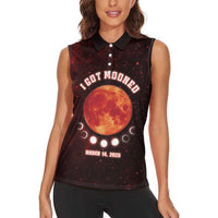 Blood Moon 2025 Women Sleeveless Polo Shirt Total Lunar Eclipse