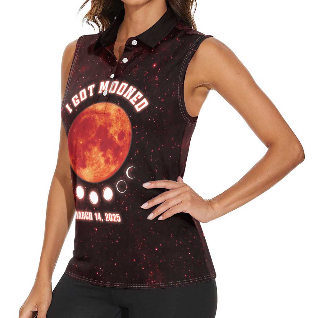 Blood Moon 2025 Women Sleeveless Polo Shirt Total Lunar Eclipse