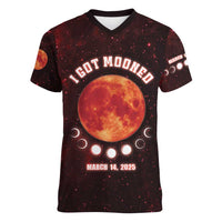 Blood Moon 2025 Women V-Neck T-Shirt Total Lunar Eclipse