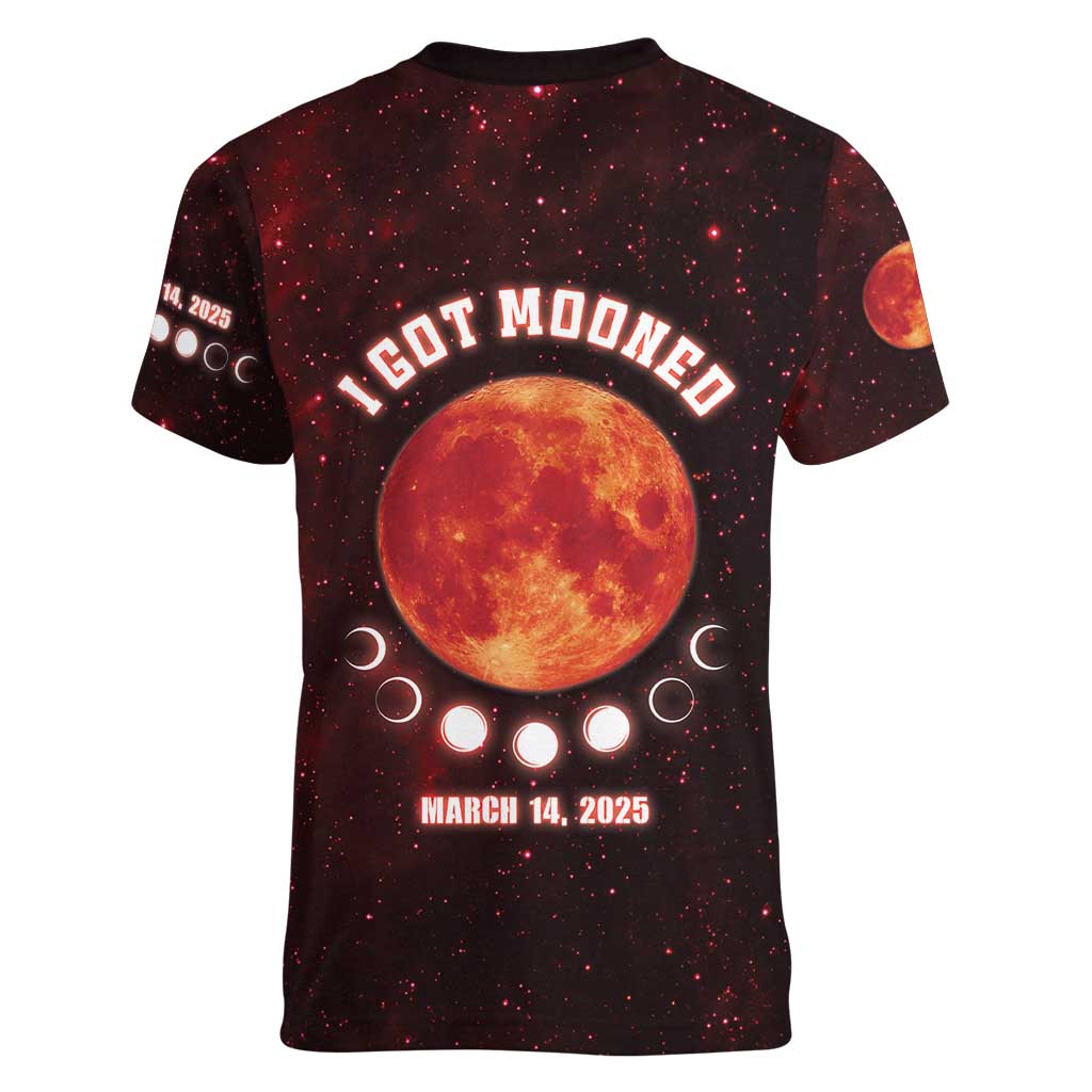 Blood Moon 2025 Women V-Neck T-Shirt Total Lunar Eclipse