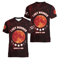 Blood Moon 2025 Women V-Neck T-Shirt Total Lunar Eclipse