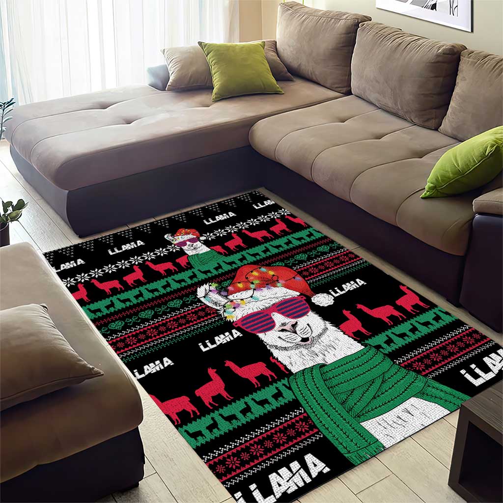 Llama Funny Area Rug Llama Christmas DT04 - Wonder Print Shop