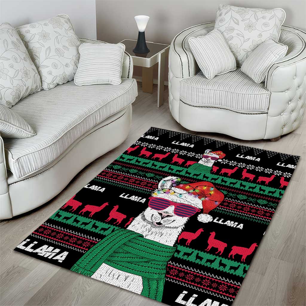 Llama Funny Area Rug Llama Christmas DT04 - Wonder Print Shop