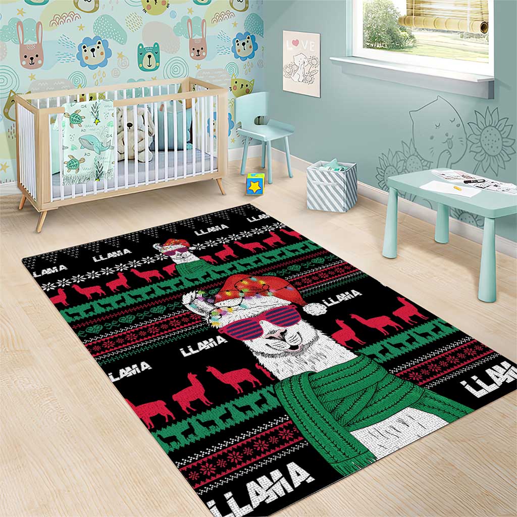 Llama Funny Area Rug Llama Christmas DT04 - Wonder Print Shop