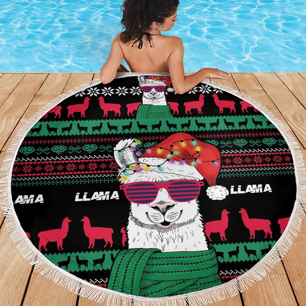 Llama Funny Beach Blanket Llama Christmas DT04 - Wonder Print Shop