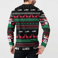Llama Funny Button Sweatshirt Llama Christmas DT04 - Wonder Print Shop