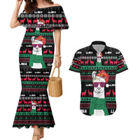 Llama Funny Couples Matching Mermaid Dress and Hawaiian Shirt Llama Christmas DT04 - Wonder Print Shop
