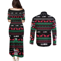 Llama Funny Couples Matching Puletasi and Long Sleeve Button Shirt Llama Christmas DT04 - Wonder Print Shop