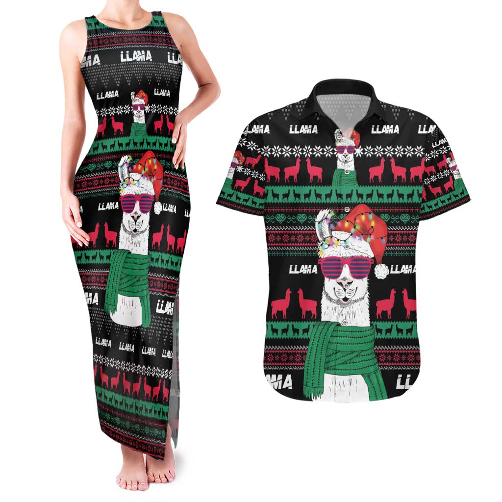 Llama Funny Couples Matching Tank Maxi Dress and Hawaiian Shirt Llama Christmas DT04 - Wonder Print Shop