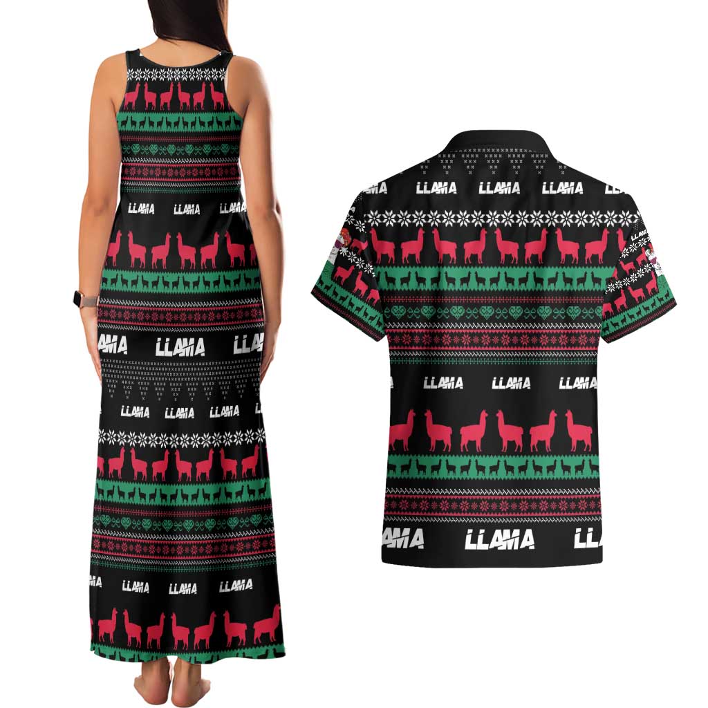Llama Funny Couples Matching Tank Maxi Dress and Hawaiian Shirt Llama Christmas DT04 - Wonder Print Shop